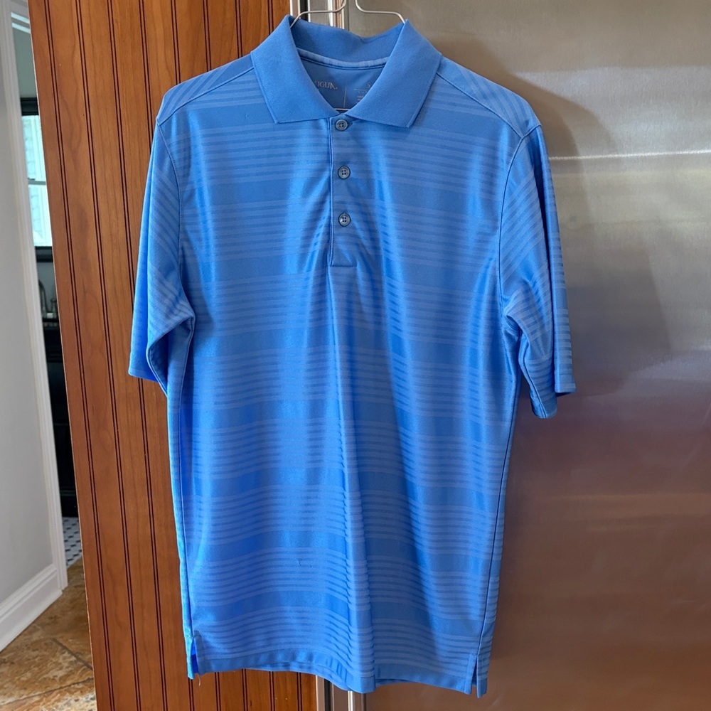 Antigua Men's Light Blue Striped Polo